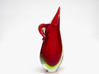Huge 30cm URANIUM Flavio Poli Seguso Murano Italian Art Glass Freeform Vase 8