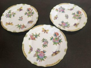 10 - 1/4 " Dinner Plates Set Of 3 1524 Herend Queen Victoria Vbo China