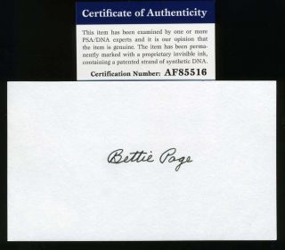 Bettie Page Psa Dna Cert Hand Signed 3x5 Index Card Autograph