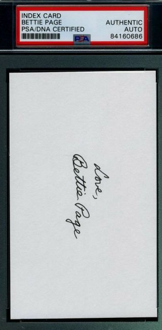 Bettie Page Psa Dna Cert Hand Signed 3x5 Index Card Authentic Autograph