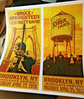 Bruce Springsteen Brooklyn Ny Uncut Diptych 2 Poster Print 2016 River Tour /200