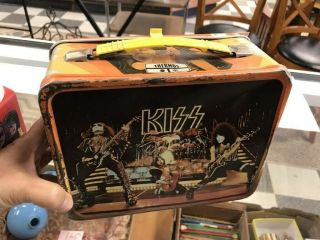 1977 Rare Vintage Thermos Kiss Music Band Metal Lunchbox & Thermos Set