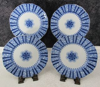 (17) Antique Staffordshire Cauldon Blue Transferware Corinthian Plates