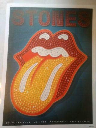 Rolling Stones Poster Soldier Field Chicago 6/21/19 Combo
