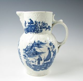 18th Century Caughley Salopian Blue And White English Porcelain Pitcher Or Jug