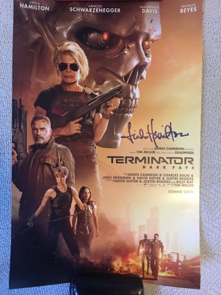 Terminator Dark Fate 11x17 Movie Poster Signed By Linda Hamilton
