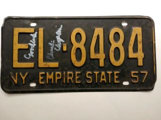 Charlie Chaplin Signed License Plate Off The 1957 Taxi In Movie The King Of Ny