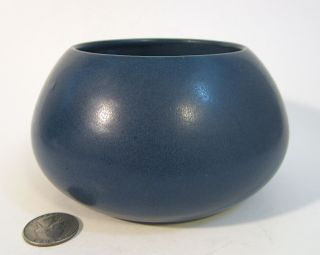 Marblehead Pottery Antique Arts & Crafts Matte Blue 5.  5 " D X 3 " T Squat Vase Xc