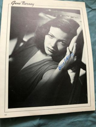Gene Tierney Signed Autographed Photograph " Laura ",  " The Ghost And Mrs.  Muir "