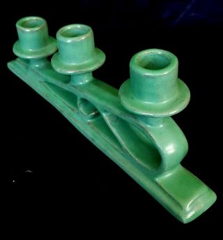 Catalina Island Red Clay Matte Green Triple Candleholder