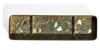 Rare Tiffany Studios Grapevine Tray Bronze & Green Glass