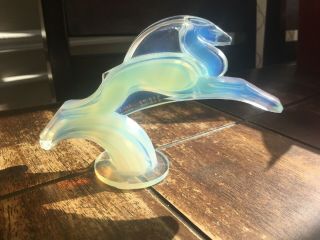 Sabino Glass Antelope Rare French Sculpture Opalescent Art Deco Glass Signed.