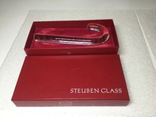 Steuben Glass Red Striped Candy Cane Figurine Paperweight 8522