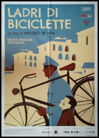 Bicycle Thieves Movie Poster 39x55 " 2sh Italian Vittorio De Sica Oscar