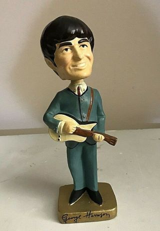 Vintage 1964 Beatles Car Mascots 8” Tall George Harrison Bobbled Head Doll