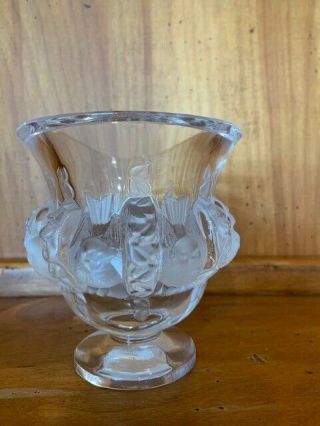 LALIQUE CRYSTAL FRANCE “DAMPIERRE” VASE BOWL WITH BIRDS AND VINES 12230 2
