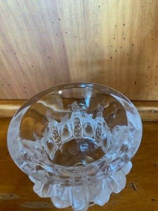 LALIQUE CRYSTAL FRANCE “DAMPIERRE” VASE BOWL WITH BIRDS AND VINES 12230 3