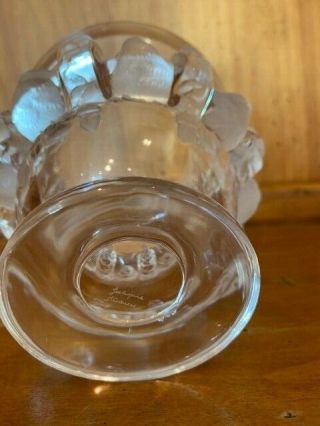LALIQUE CRYSTAL FRANCE “DAMPIERRE” VASE BOWL WITH BIRDS AND VINES 12230 4
