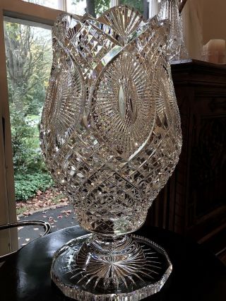 Waterford Irish Crystal Master Cutter 13 " Trophy Vase / Ireland Engraved Alcan
