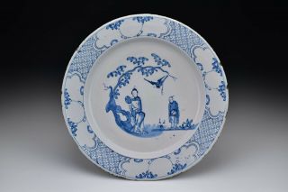 Bristol English Delft Pottery Charger With Chinoiserie 18th Century 2
