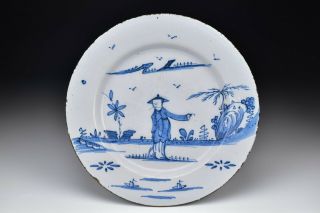 Bristol English Delft Pottery Charger With Chinoiserie 18th Century 1