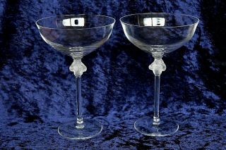 Lalique 2x Roxanne Cocktail / Champagne Glasses,  signed. 2