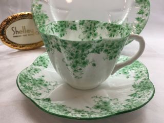 Shelley Dainty Green Daisy 053 Cup,  Saucer & 8 " Plate