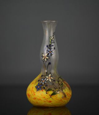 A Art Deco French Legras Enameled Vase 1925 Signed