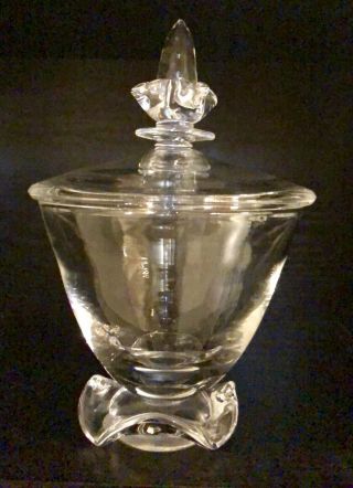 Rare Vintage Steuben Crystal Glass Pedestal Bowl With Lid 10”h X 6”w Signed