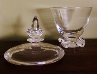 RARE Vintage Steuben Crystal Glass Pedestal Bowl with Lid 10”H x 6”W Signed 3