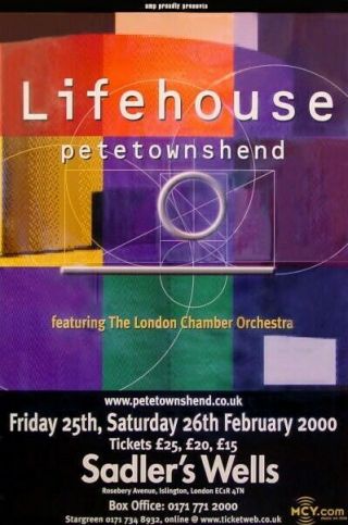 The Who Pete Townshend - Rare Concert Poster - Saddlers Wells Lifehouse -