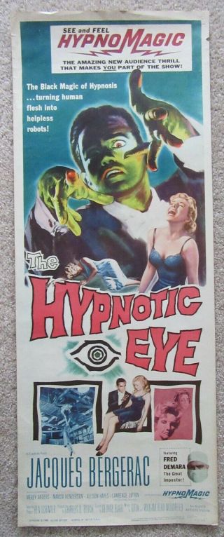 Hypnotic Eye 1960 Insrt Movie Poster Rld Jacques Bergerac Ex