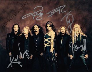 Nightwish 8x10 Photo Fully Signed Floor Jansen Tuomas Holopainen Marco Autograph