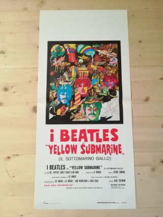 Beatles Yellow Submarine Movie Poster 12x27 " Italian Rare