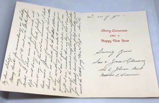 1950’s Zona And Sam Liberace Signed Autograph Christmas Card Xmas With Note