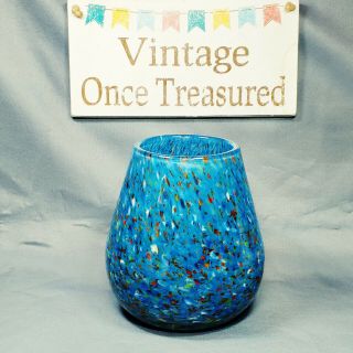Ysart Strathearn Blue Millefiori Vase (5¼ ") Signed - Rare Scottish Art Glass Vgc