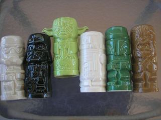 Star Wars Geeki Tikis Mugs Set Of 6 Different Yoda R2d2 Vader Chewbacca Bobafett