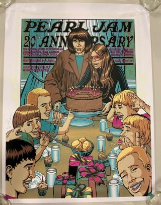 Pearl Jam Pj20 Poster - Justin Hampton A/p S/n Xxx/200 - Alpine Valley East Troy