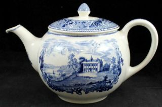 Johnson Brothers Historic America Blue Teapot With Lid
