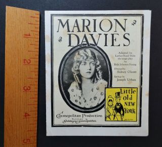 Rare Marion Davis - 1923 Silent Film Advertising Flyer Little Old York Movie