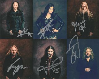 Nightwish Band Real Hand Signed Photo 4 Autographed By 6 Members