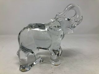 Baccarat France Crystal Large Elephant Trunk Up Figurine 6 1/2 "