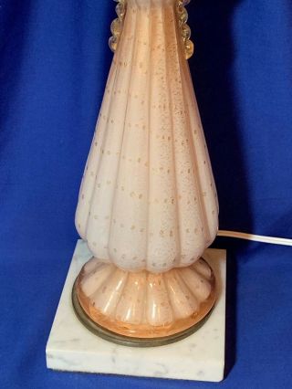 Vintage Murano Glass Barovier & Toso pink bullicante with gold flake table lamp 3