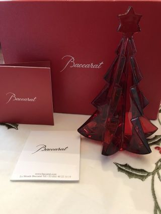 Baccarat Red Fir Tree Brand 2811542 X - Mas Crystal France F/sh