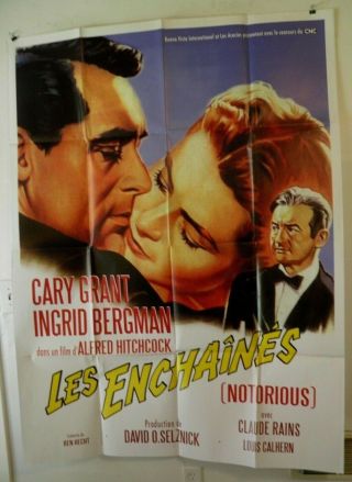 Notorious 1946 Rr Large French Poster 47 By 63 Cary Grant Alfred Hitchcock