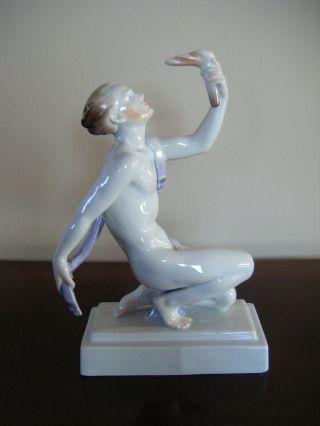 Vintage Herend Hungary Art Deco Nude Man Porcelain Figurine