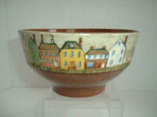 1977 Left Handed Russell Henry Pottery Village Row Redware Bowl