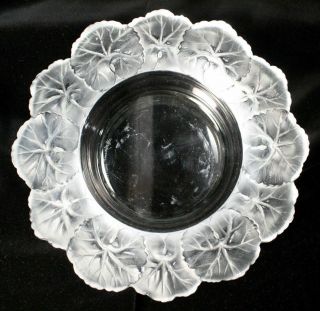 Large Vintage Lalique Honfleur Geranium Crystal Bowl.  8.  5 " France