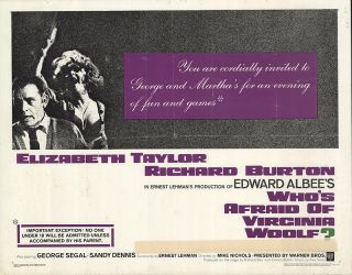 Who’s Afraid Of Virginia Woolf? 1966 22x28 Orig Movie Poster Fff - 62281