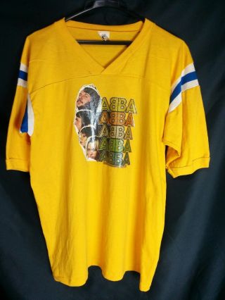 Abba Yellow T - Shirt Official Polar International Ltd 1979 Vg L 42/44 Vintage